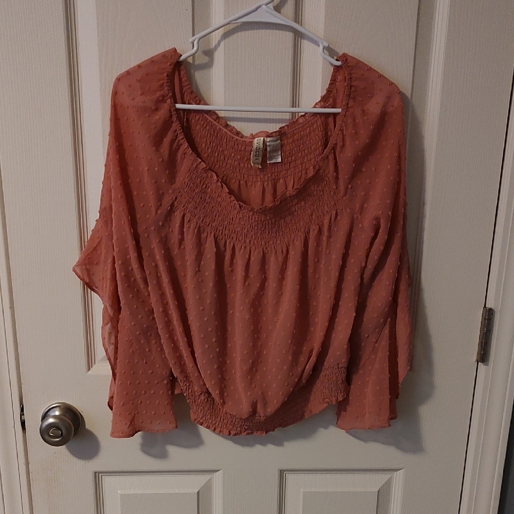 H&M Peach Textured Blouse